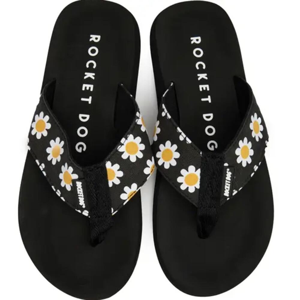 Rocket Dog Women's Black Spotlight Daisy Flip Flop Slippers Size 7M